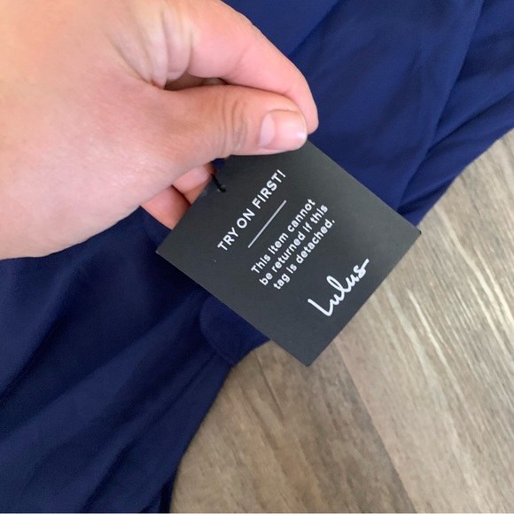 NWT lulus celebration time navy blue sleeveless tiered midi dress size XL - Picture 2 of 7